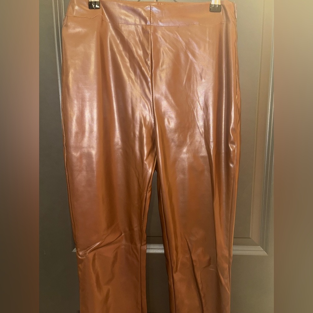 Brown Faux Leather Pants